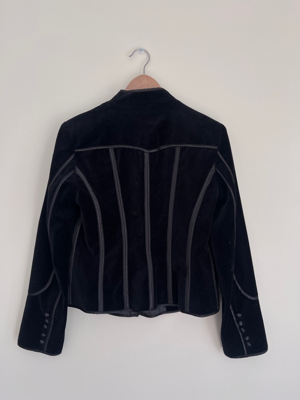 Black Women's Structured Velvet Jacket - Picture 4 of 6
